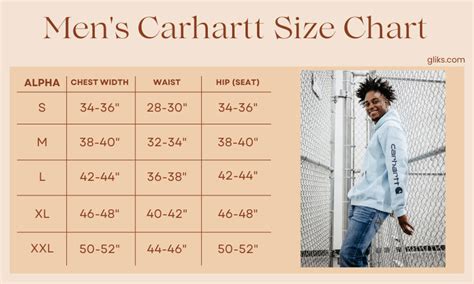 Glik's Size Chart - Carhartt