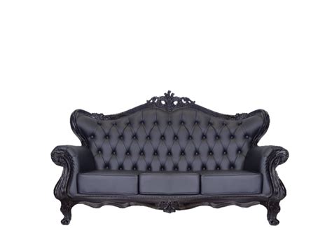 Sofa - Black Leather Tufted - ELEMENT