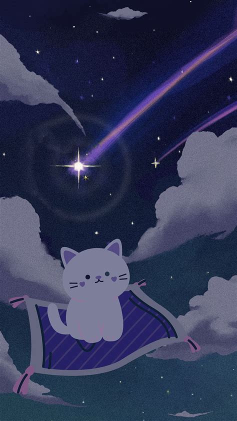 Blue Anime Cat Phone Wallpaper | Cat phone wallpaper, Cute dog wallpaper, Cute animal drawings ...