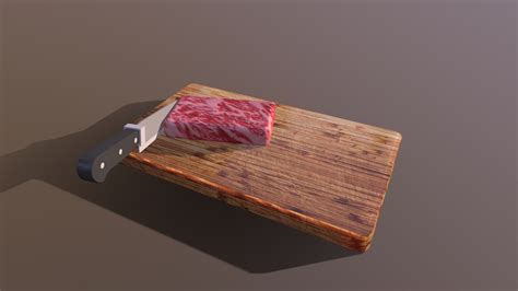 Wood Cutting board with knife and Red Meat - Download Free 3D model by KendeMrena [89bfbe6 ...