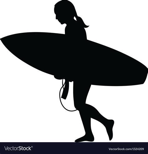 Surfer girl silhouette Royalty Free Vector Image