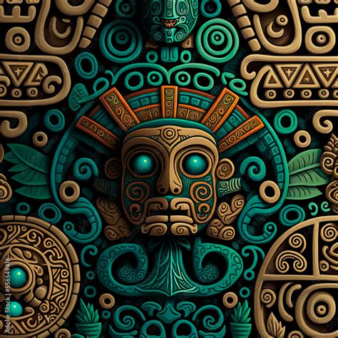 Stone maya texture. Ancien mayan background with face in the middle ...