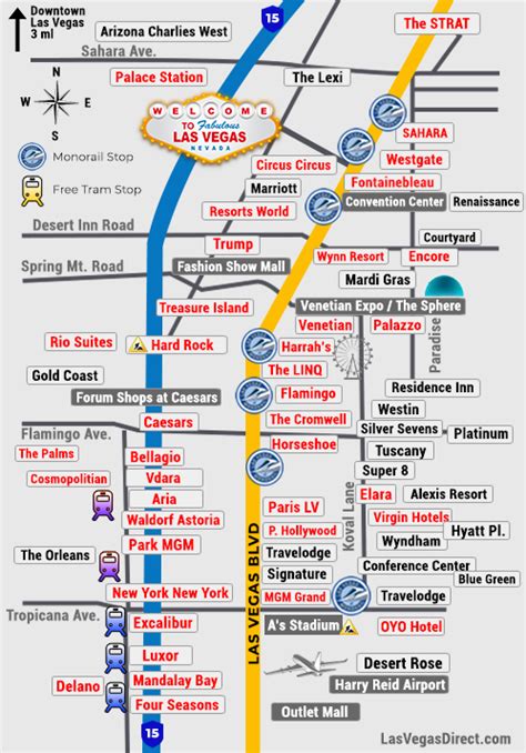 Las Vegas Strip Hotel Map (2024) | Las Vegas Direct