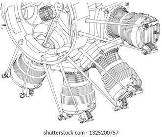 Radial Engine On White Background Drawing Stock Vector (Royalty Free) 1325200757 | Shutterstock