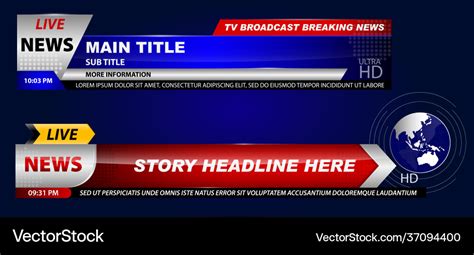 Set breaking news template tv or banner Royalty Free Vector