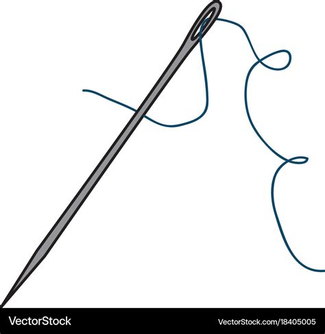 Sewing needle with thread Royalty Free Vector Image