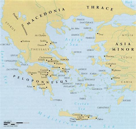 Ancient Greece and aegean world map - Map of ancient Greece and the aegean world (Southern ...