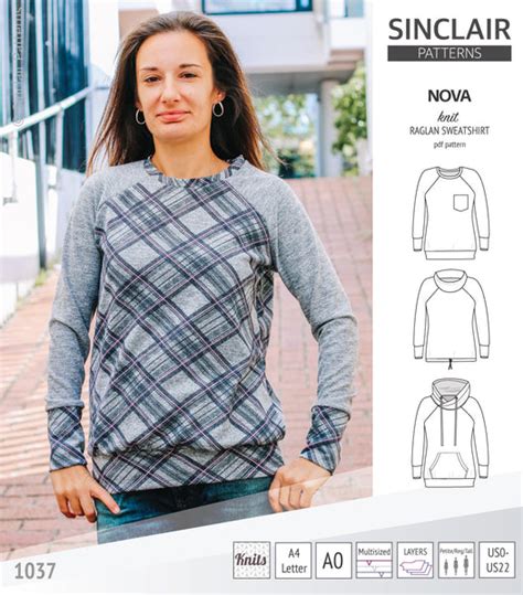 Nova knit raglan sweatshirt for women (PDF) - Sinclair Patterns