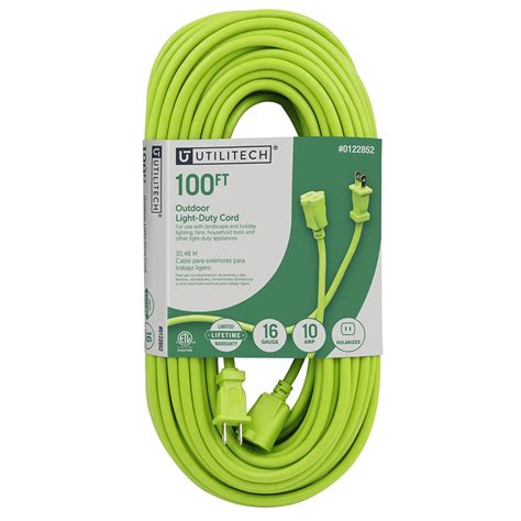 Shop Utilitech 100-ft 10-Amp 125-volts Green 16/2 SJTW Landscape Outdoor Extension Cord at Lowes.com