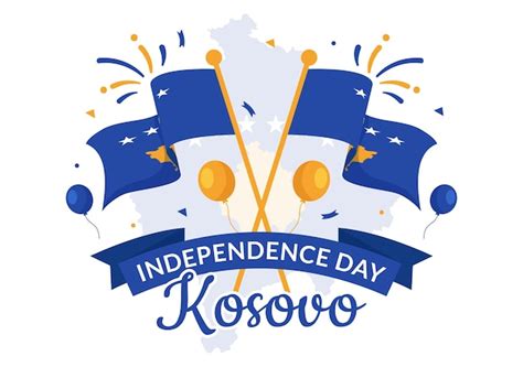 Premium Vector | Kosovo independence day vector illustration with waving flag in happy republic ...