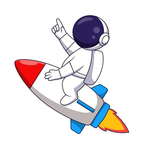 Cute cartoon astronaut riding a rocket. Vector illustration 10806689 Vector Art at Vecteezy