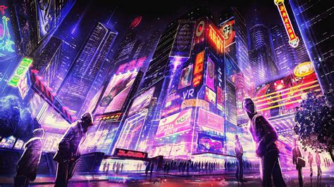 General 3840x2160 night cyberpunk futuristic city artwork digital art ...