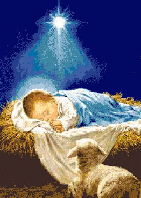 Cross Stitch Pattern Birh of BABY JESUS Nativity Christmas Patterns Symbols Pdf Files DMC Colors ...