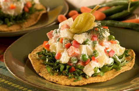 Russian Salad Tostadas - Guerrero Tortillas