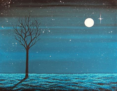 Bing Art by Rachel Bingaman: A Summer's Night, 11 x 14, Original Oil Painting of Surreal Blue ...