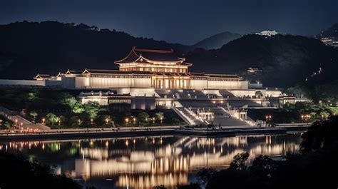 Premium AI Image | Night view of The National Palace Museum