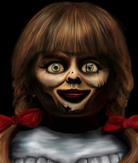 a creepy doll with long hair and big eyes