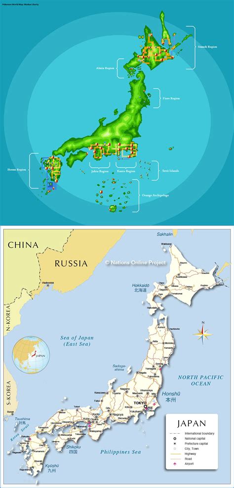 Pokemon regions on the Japan map - Maps on the Web