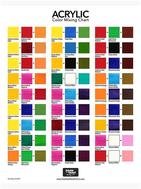 "Acrylic Color Mixing Chart" Photographic Print for Sale by Chris Breier | Redbubble