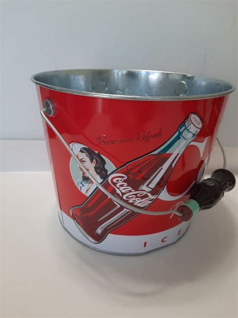 Coca Cola Coke Ice Bucket Large Round Galvanized Metal Tin Party Tub ...