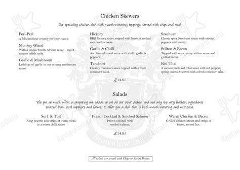 Menu at The Brownlow Inn pub & bar, Congleton, Brownlow Heath Ln