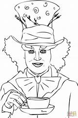 Mad Hatter Coloring Pages Tea Party Alice Wonderland Burton Tim Printable Terminator Wonka Willy Depp Print Liv Johnny Chapeleiro Maddie sketch template