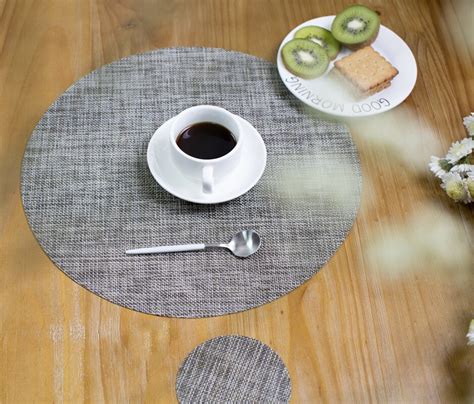 4pcs lot round weave placemat pvc dining table mat disc pads bowl pad