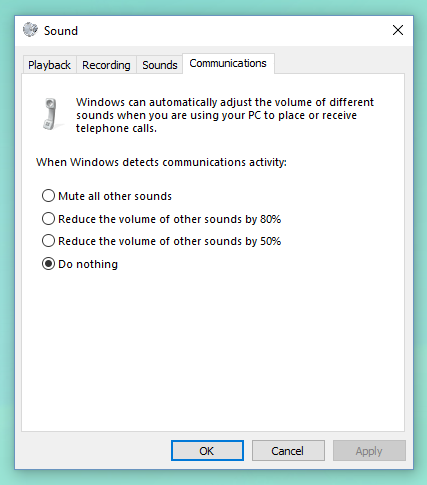 Disable Skype sound reduction