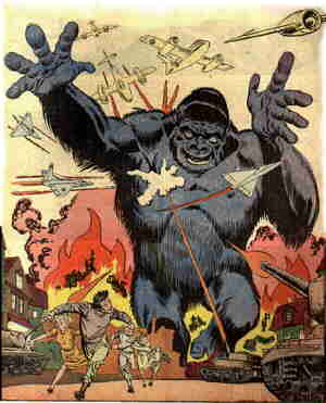 Konga terrorizes village. Artist: Steve Ditko.