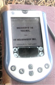 ''Discovery of the Yosemite'' ebook on a Palm Pilot PDA