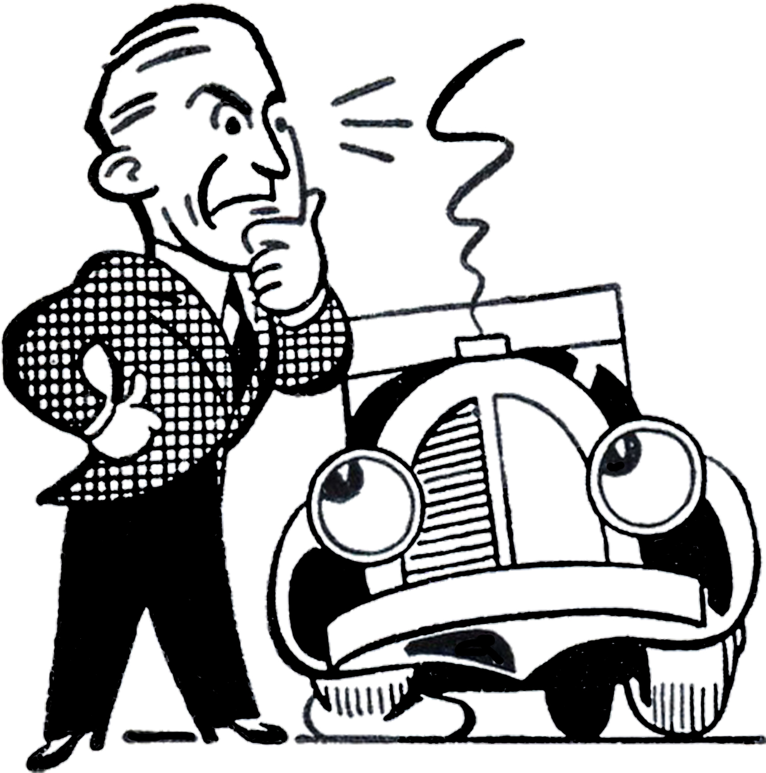 Retro Car Trouble Clip Art - The Graphics Fairy