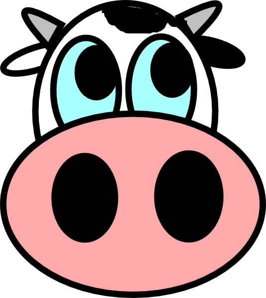 Cartoon cow face clipart no background