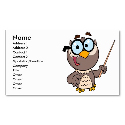 cute wise owl teaching teacher cartoon business cards from Zazzle.