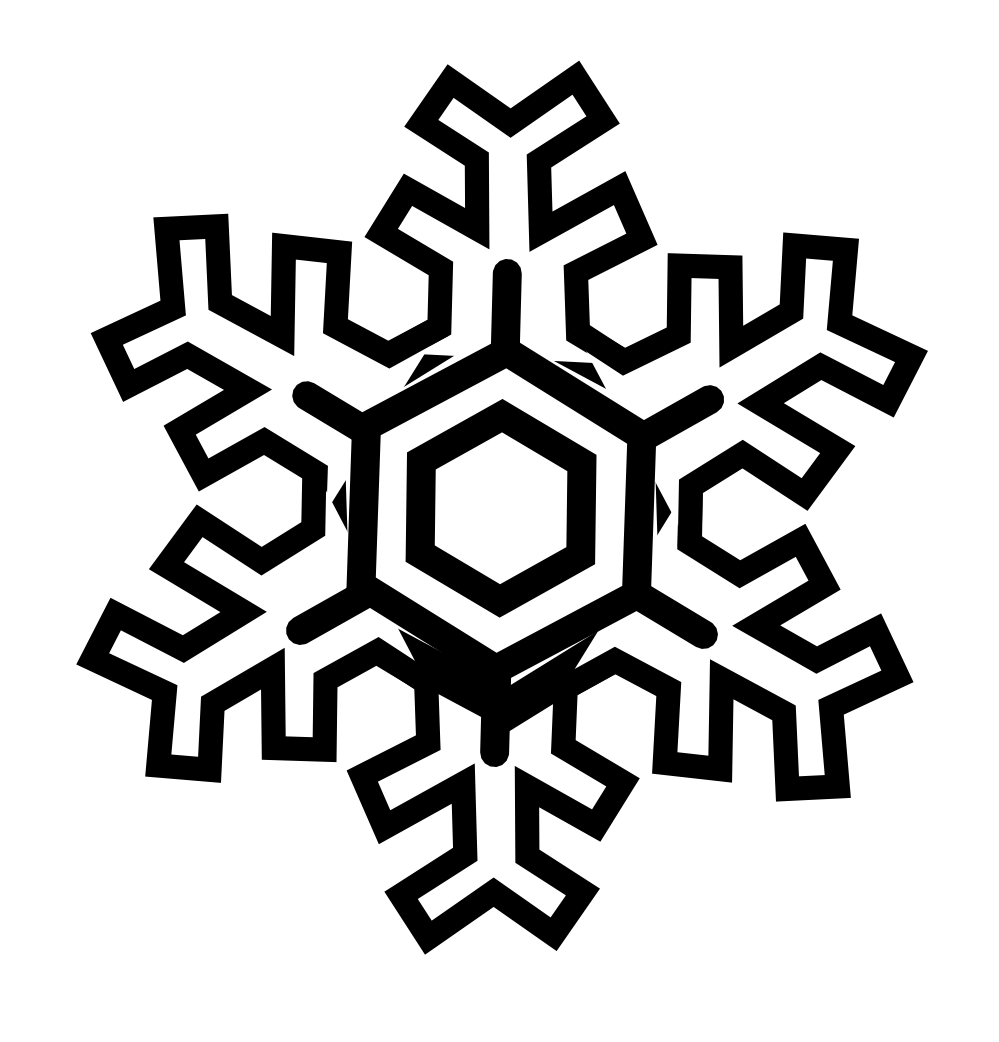 snowflake stylized black white line art christmas ...