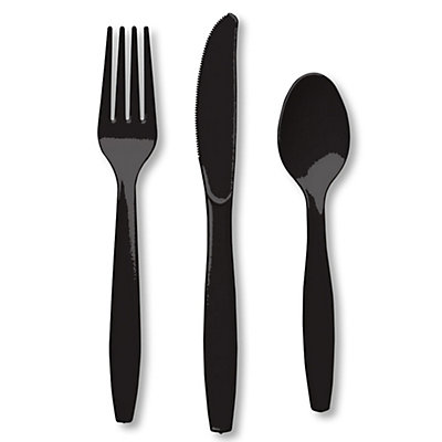 Black - Baby Shower Forks, Knives, Spoons - 24 ct ...