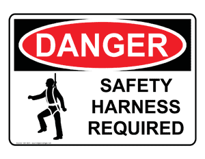 PPE: Safety Harness Required sign #ODE-5675 - Safety Signs Labels-