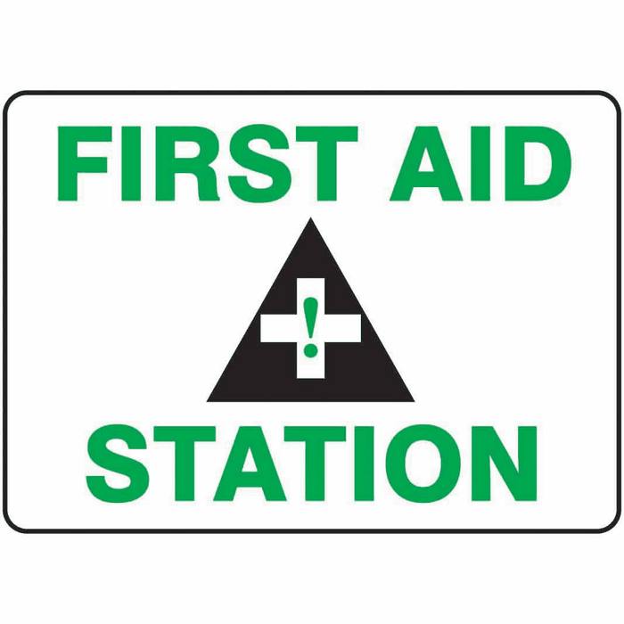 Safety Sign, First Aid Station (symbol), 7" X 10", Aluminum