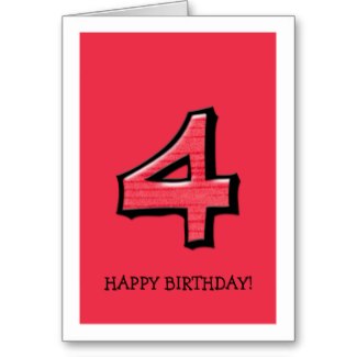 Silly Number 4 red Cake Topper Cut Out from Zazzle.