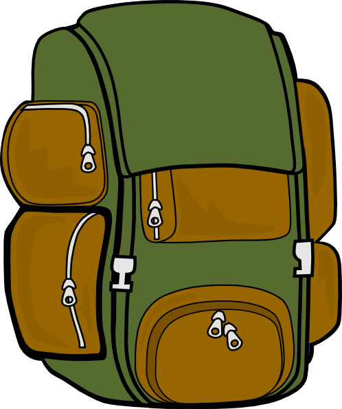 Backpack Green Brown Clip Art - vector clip art ...