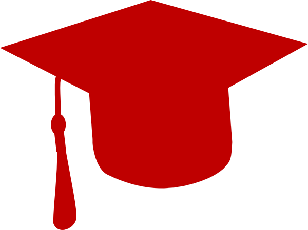 Grad Cap (red) clip art - vector clip art online, royalty free ...