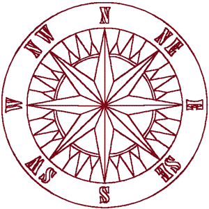 Redwork Compass Rose