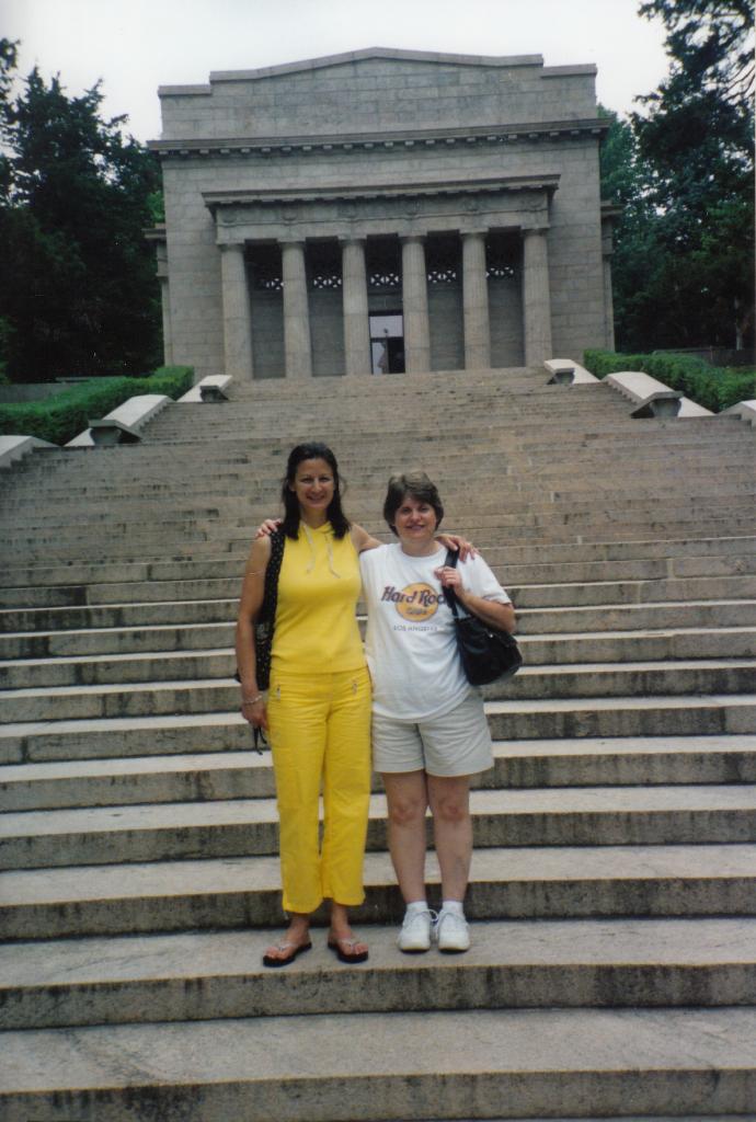 Debbie and friend at Lincoln's boyhood home in KY