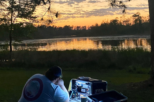 Eddie, KO4NLL, plays radio in the Parks on the Air program by activating at Georgia Veteran's State Park