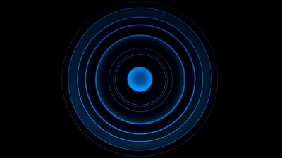 Circles, Illusion, Black background, Spiral, Blue rings, 5K