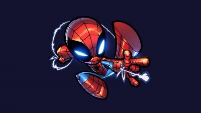 Spider-Man, Chibi, Artwork, Dark blue, Spiderman