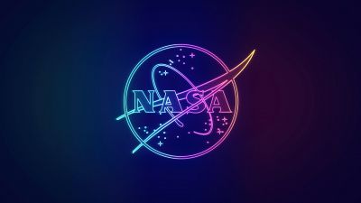 NASA, Neon logo, Dark blue, 5K