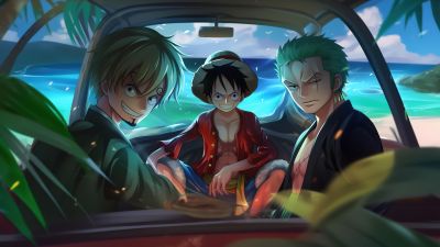 One Piece, Straw Hat Pirates, Sanji, Monkey D. Luffy, Roronoa Zoro, 5K