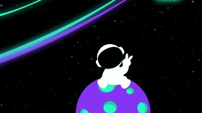 Cute astronaut, Illustration, 8K, Outer space, 5K, Black background, AMOLED