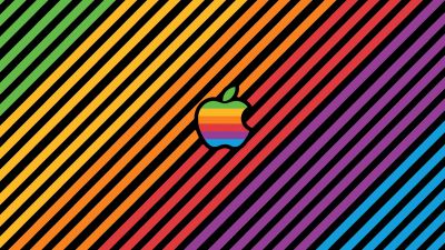 Apple, Multicolor, Stripes, Colorful, Apple logo, Aesthetic, 5K