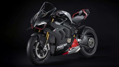 Ducati Panigale V4 SP2, Black background, 2023, Sports bikes